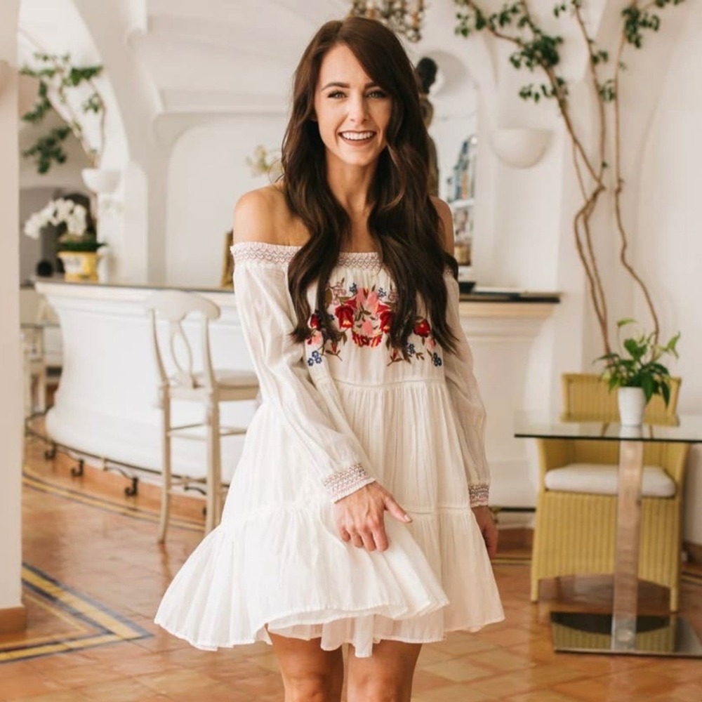 Free People Sunbeams Off the Shoulder Mini Dress Sz M